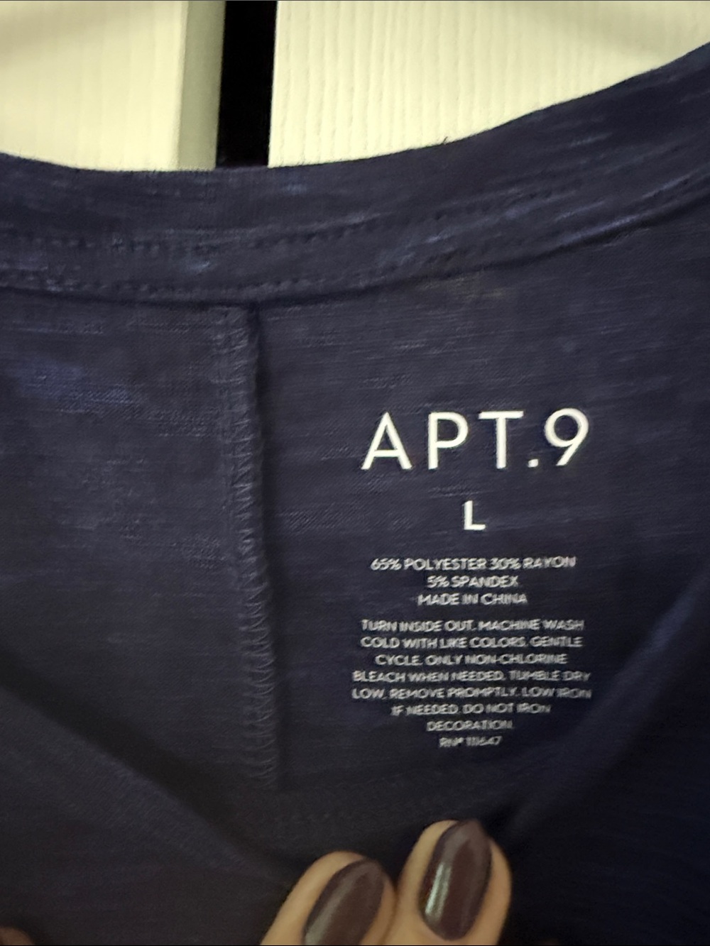 Apt. 9 Navy Tank with White and Gold 'Lake Time' Graphic - Picture 3 of 5